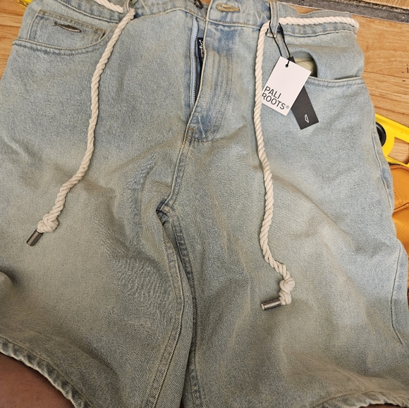 pali Roots Pants - PALIROOTS Salt Washed Bermuda Shorts in light blue